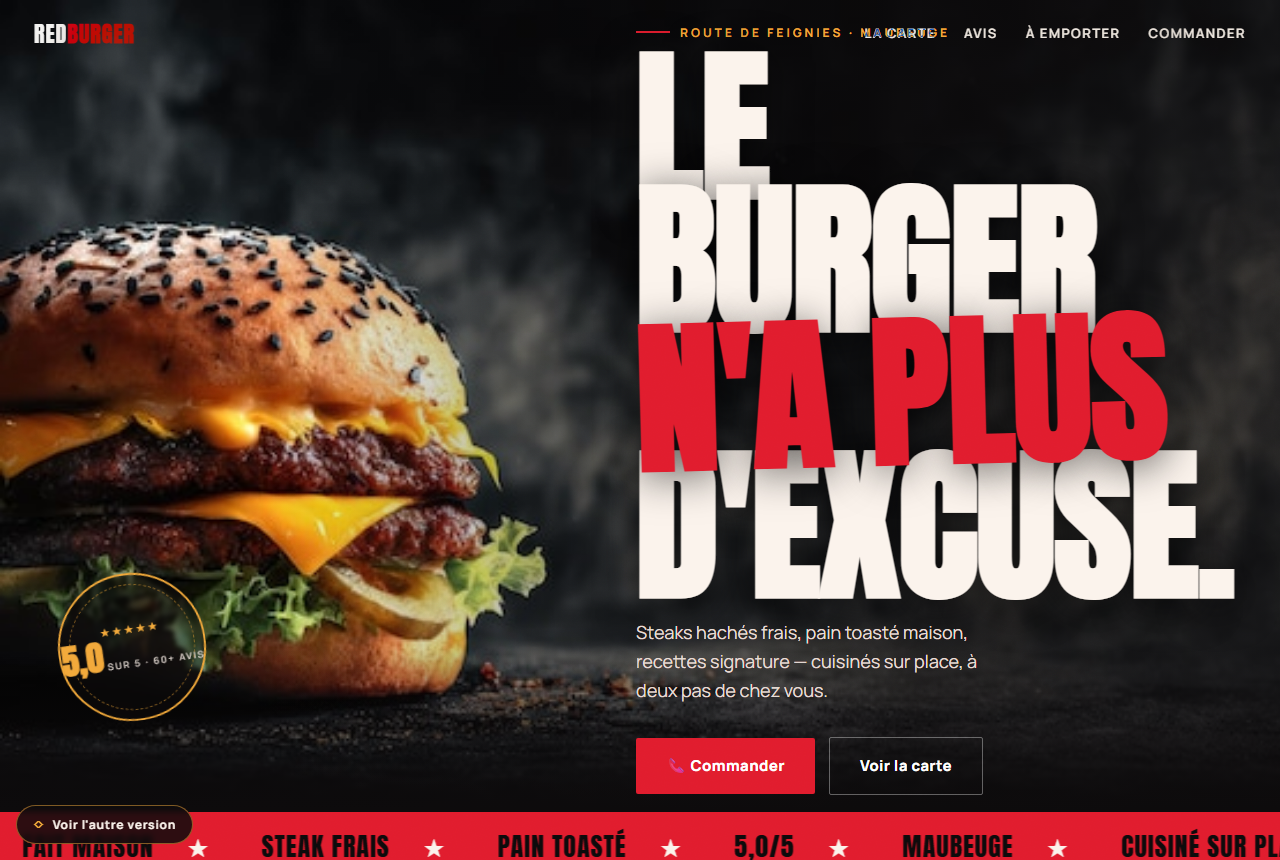 Aperçu du site Red Burger