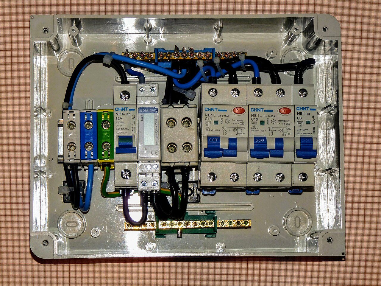 Tableau électrique refait, propre et aux normes, après intervention